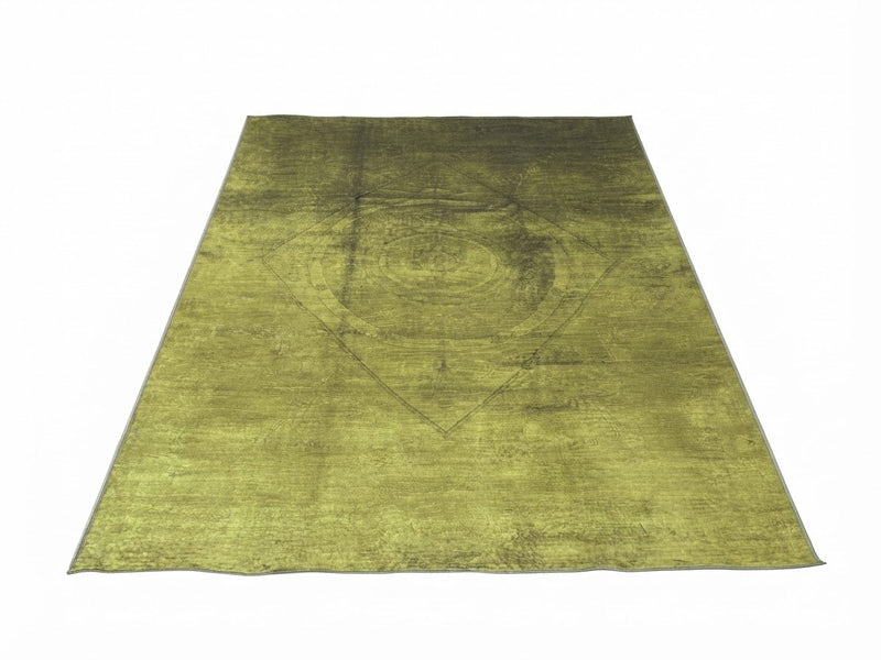 5' x 8' Rectangular Olive Green & Dark Olive Distressed Medallion Vintage Washable Area Rug featuring a subtle central medallion with faded vintage textures.