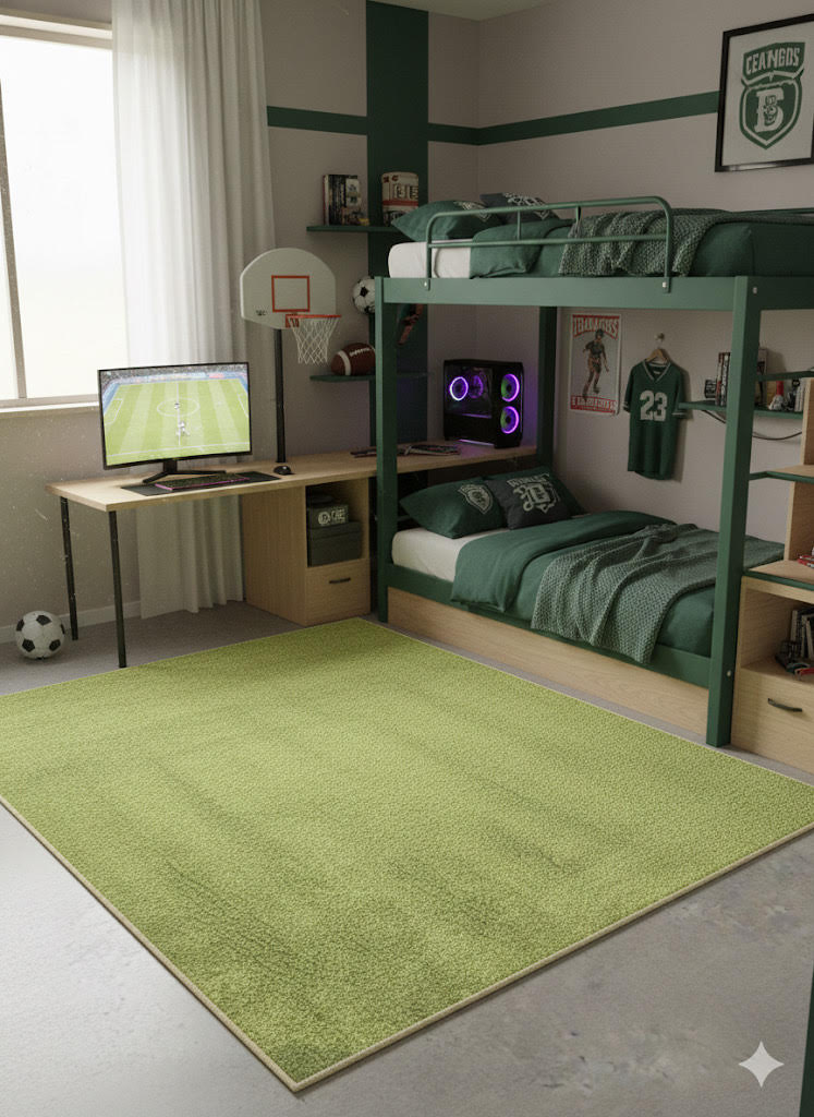 5' x 8' Avocado Green Cream Washable Solid Plush Area Rug — The