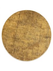 6' Round Gold & Brown Distressed Abstract Modern Washable Area Rug isolated on a white background.