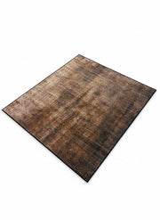 6' x 6' Square Brown Beige Distressed Solid Modern Area Rug angled view showing the square shape, low pile surface, and subtle distressed finish.