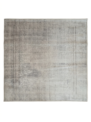 6' x 6' square light gray & ivory distressed abstract modern area rug isolated on a white background.