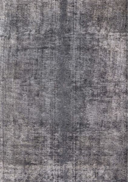6' x 9' Mid-Century Modern Dark Gray Oriental Area Rug detailed texture view emphasizing the layered tonal variations and worn-style finish.
