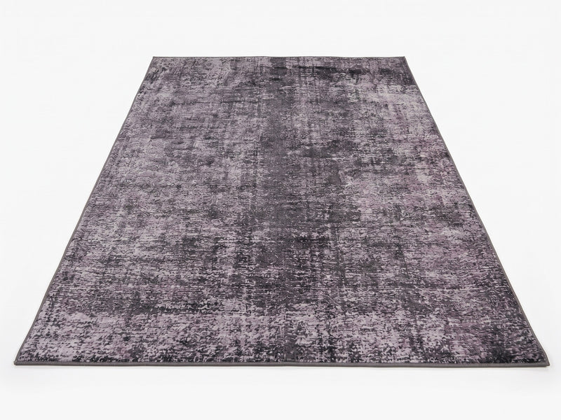 6' x 9' Rectangular Charcoal Gray Silver Distressed Abstract Modern Area Rug featuring a faded textured design in charcoal and silver gray tones.