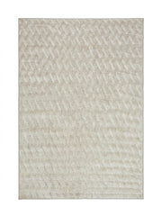 6' x 9' Rectangular Ivory Beige Geometric Textured Modern Washable Area Rug