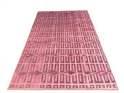 6' x 9' Rectangular Mauve Pink Geometric Modern Washable Area Rug featuring repeating rectangular grid patterns and diamond accents.