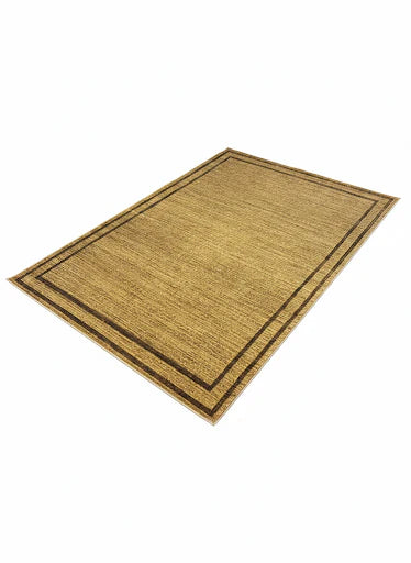 6' x 9' rectangular area rug in green and light taupe with a solid textured modern design and subtle border detailing.
