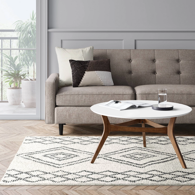 Size 5'X7' Hand Made Color Off-White Hand Tufted Tribal Rug