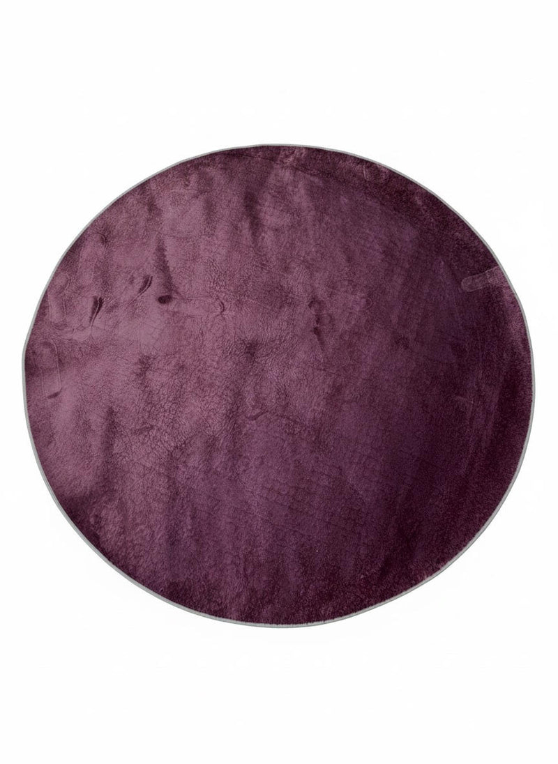 7' Round Purple Deep Violet Undertones Solid Modern Area Rug displayed alone on a white background studio setting.