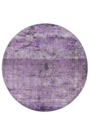 7' Round Purple Lavender Gray Distressed Abstract Modern Area Rug featuring a faded purple and lavender distressed pattern with gray accents.