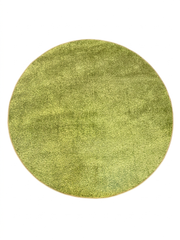 7 ft Round Green Solid Shag Modern Contemporary Area Rug isolated on a white background.