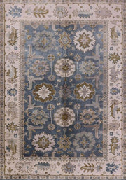 7' x 10' Puce Purple Mid-Century Modern Oriental Area Rug product view showcasing the detailed floral motifs and decorative border design.