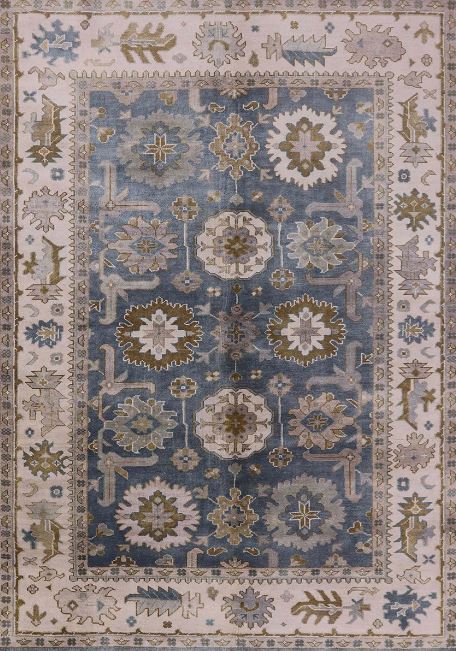 7' x 10' Puce Purple Mid-Century Modern Oriental Area Rug product view showcasing the detailed floral motifs and decorative border design.