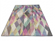 7' x 10' Rectangular Multicolor Geometric Abstract Modern Washable Area Rug displayed on a white background, featuring colorful overlapping geometric shapes.