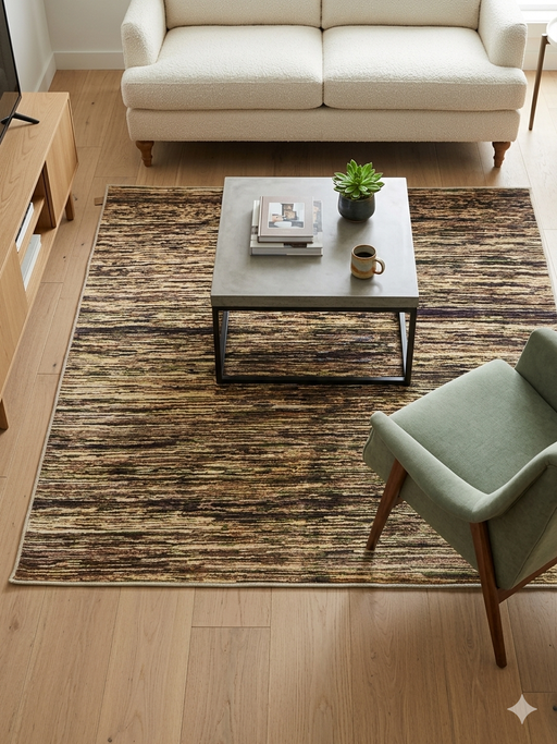 6' x 6' Square Multicolor Modern Abstract Geometric Area Rug isolated on a white background.