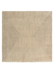 7' x 7' Square Ivory & Beige Geometric Linear Modern Area Rug featuring fine brown concentric square stripes on an ivory background.