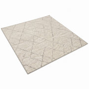 7' x 7' Square Ivory & Gray Diamond Geometric Moroccan Modern Washable Area Rug featuring a subtle gray diamond lattice pattern on an ivory textured background.