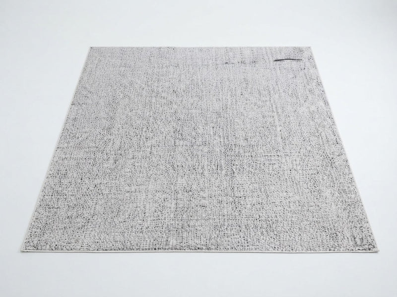 7' x 7' Square Ivory & Light Gray Distressed Textured Modern Washable Area Rug featuring a subtle speckled design with a softly weathered appearance.