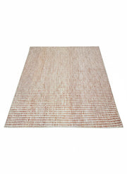 7' x 7' Square Natural Beige Soft Ivory Geometric Contemporary Area Rug top view showing the square shape and subtle geometric woven design.