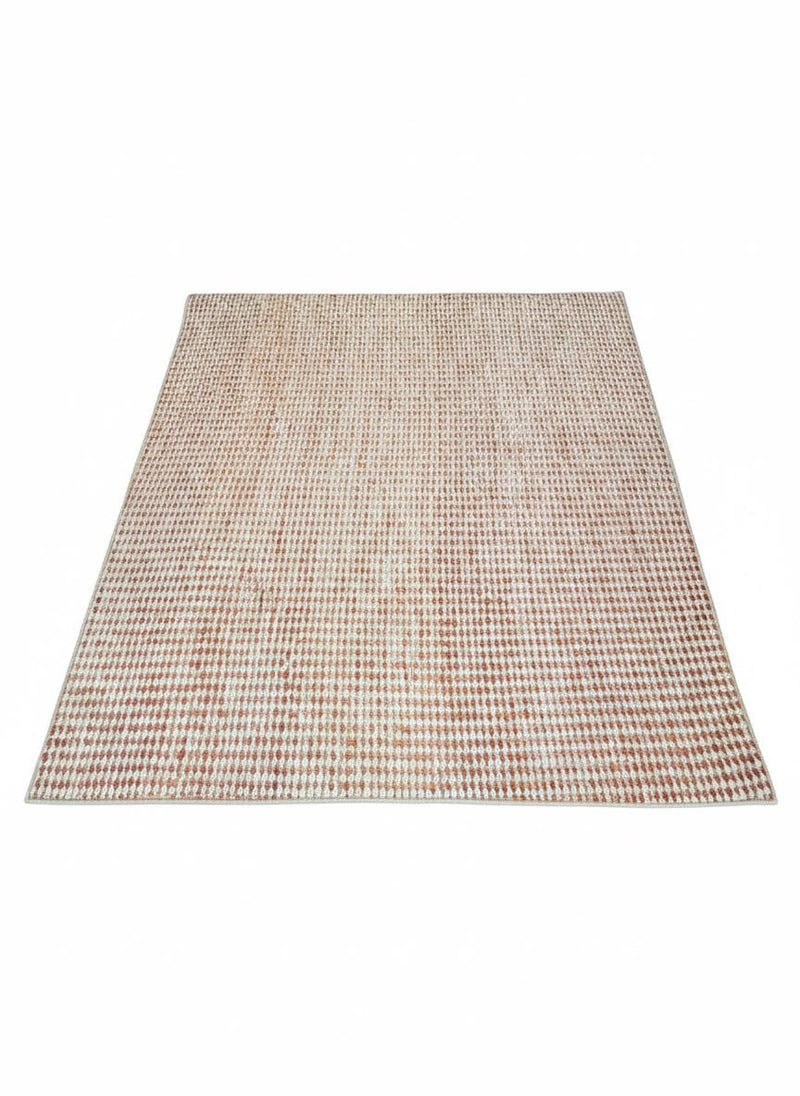 7' x 7' Square Natural Beige Soft Ivory Geometric Contemporary Area Rug top view showing the square shape and subtle geometric woven design.