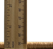 7' x 9' Abstract Green Olive Contemporary Area Rug thickness measurement image displaying the low-profile pile height next to a ruler for scale.