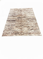 7' x 9' Beige & Brown Ivory Area Rug with Striated Abstract Modern Pattern