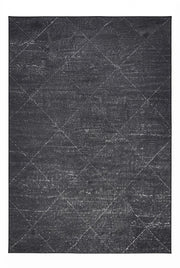 7' x 9' Rectangular Charcoal Gray Ivory Distressed Diamond Geometric Modern Washable Area Rug featuring subtle ivory diamond lattice lines and a textured distressed finish, displayed in product view.