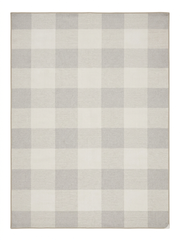 7' x 9' Rectangular Ivory & Gray Checkered Plaid Modern Farmhouse Area Rug isolated on a white background.