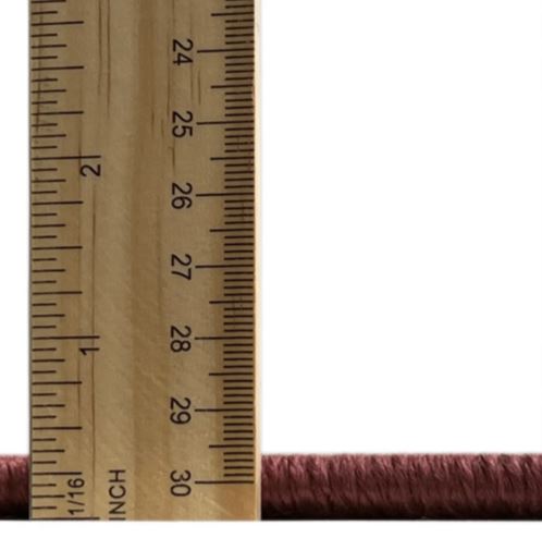 7' x 9' Red Multi Color Traditional Persian Area Rug pile height close-up with measuring ruler showing the low pile construction and edge finish.