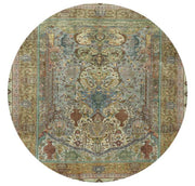 8' Round Dark Khaki Green Traditional Persian Area Rug product view showcasing the ornate symmetrical pattern and decorative border.