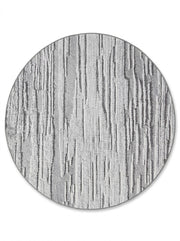 8' Round Gray Ivory Abstract Striped Modern Washable Area Rug featuring irregular vertical stripes, distressed texture and gray ivory tones.