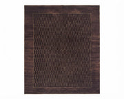 8' x 10' Rectangular Dark Brown & Beige Linear Geometric Modern Washable Area Rug featuring fine vertical dashed lines and a subtle border, displayed in product view.