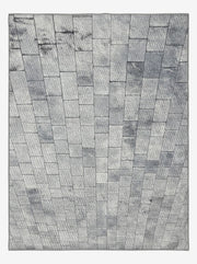 8' x 10' Rectangular Gray & Charcoal Geometric Brick Pattern Modern Area Rug featuring staggered rectangular blocks with textured gray tones displayed on a white background.