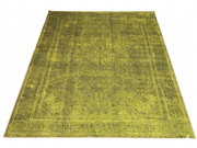 8' x 10' Rectangular Olive Gold Distressed Medallion Traditional Washable Area Rug displayed on a white background.