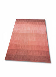 8' x 10' Rectangular Terracotta Pink & Brick Red Geometric Gradient Textured Modern Area Rug placed on a neutral studio background.