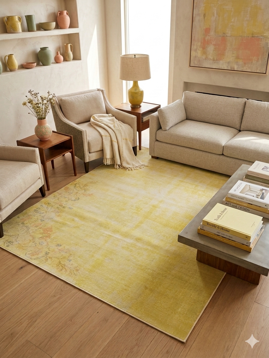 8' x 10' Rectangular Yellow Floral Distressed Traditional Area Rug 8' x 10' Rectangular Yellow Floral Distressed Traditional Area Rug