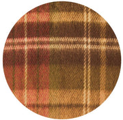 8' x 10' Tomato Red Brown Gold Patterned Rug round variation displaying the classic plaid pattern in rich warm hues.