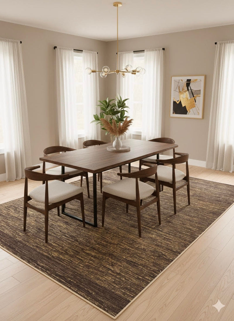 Deep Brown Rug 8' x 12' Deep Brown Gold Textured Modern Washable Area Rug — The Rug Lady
