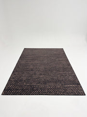 8' x 12' Rectangular Charcoal Black & Taupe Checkered Geometric Modern Washable Area Rug featuring a small repeating checkered pattern with a dark border.