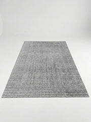 8' x 12' Rectangular Gray & Charcoal Textured Grid Geometric Modern Washable Area Rug displayed on a white background.