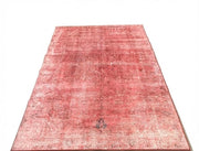 8' x 12' Rectangular Ivory Multicolor Hunting Scene Traditional Persian Washable Area Rug displayed on a white background, showing a distressed coral pink design with subtle floral patterns.