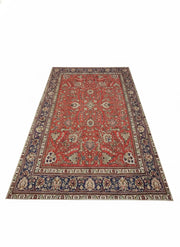 8' x 12' Rectangular Red Multi Color Floral Traditional Area Rug top view showing the symmetrical floral pattern, ornate border, and classic rectangular design.