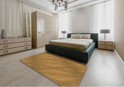 8' x 8' Square Dark Bisque Brown Diamond Pattern Area Rug styled in a contemporary bedroom setting, demonstrating how the neutral color palette complements modern interiors.