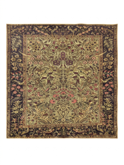 8' x 8' Square Green & Brown Floral Traditional Oriental Area Rug isolated on a white background.