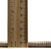 8' x 8' Square Mid-Century Modern Red Multi Color Oriental Area Rug thickness measurement image displaying the low-profile pile height next to a ruler for scale.