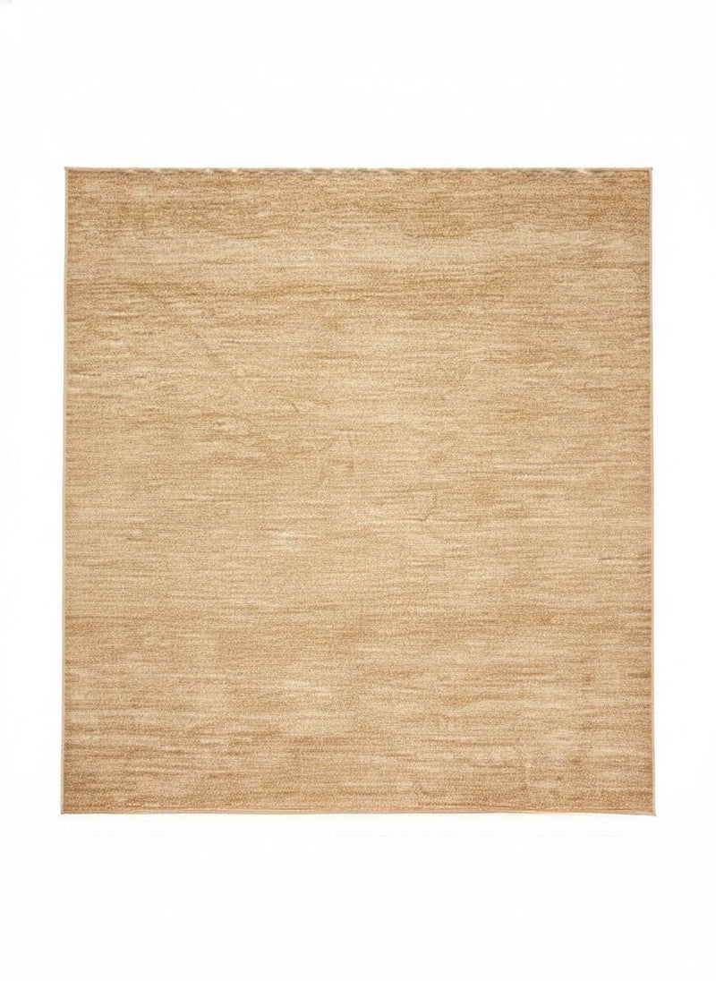 8' x 8' Square Natural Wheat & Warm Beige Tonal Solid Textured Washable Area Rug placed on white background product display.