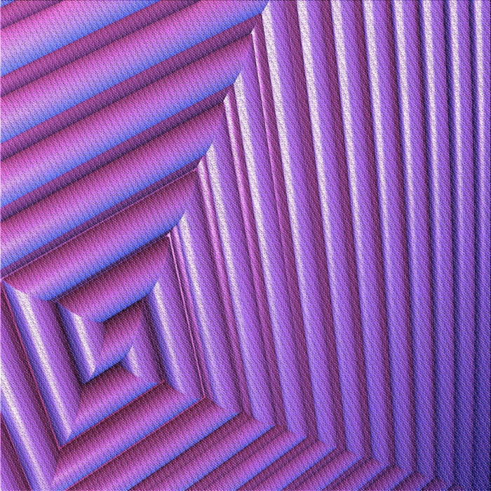 8' x 8' Square Purple Pink Geometric Optical Modern Area Rug isolated on a white background.