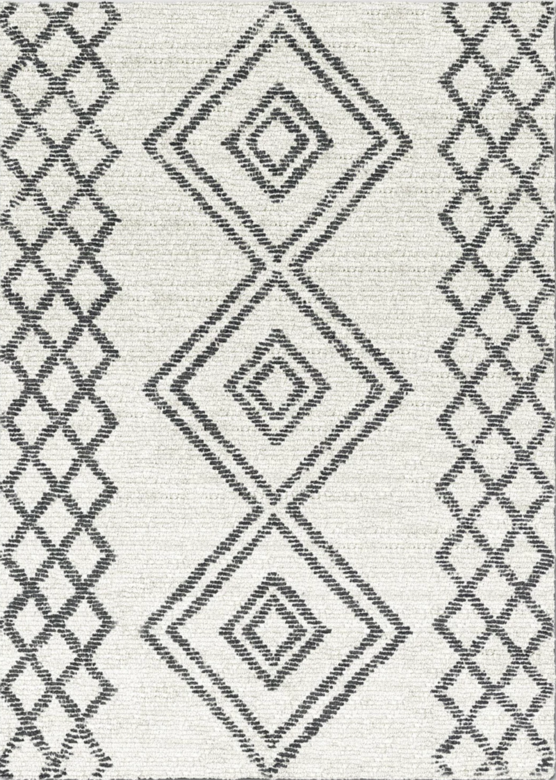 Size 5'X7' Hand Made Color Off-White Hand Tufted Tribal Rug