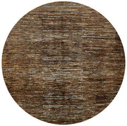 8ft Round Brown Beige Distressed Abstract Modern Rug top view showcasing the abstract linear pattern in blended brown and beige tones.