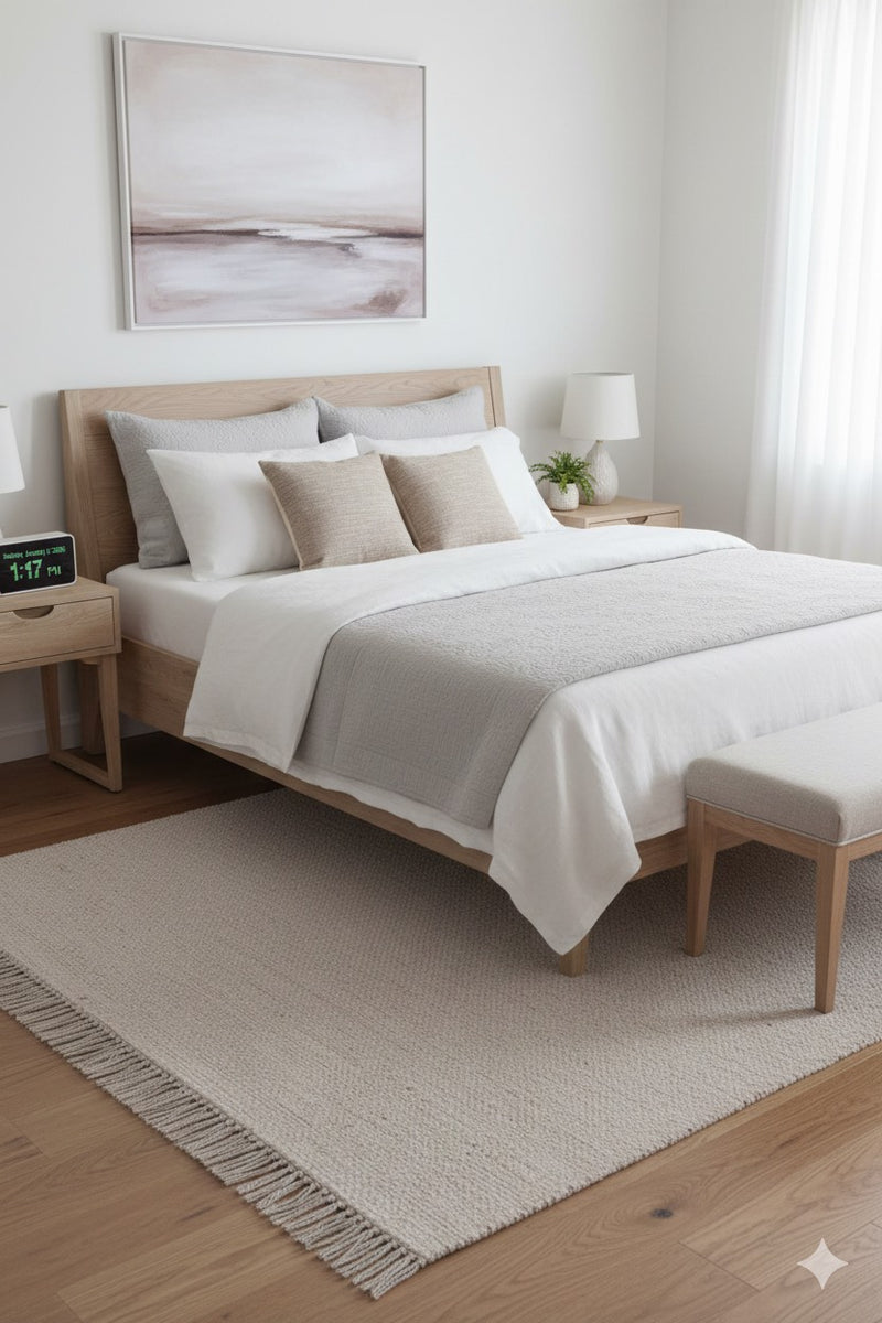 Size 5'x7' Bleached Jute with Fringe  Hand Made Rug Gray/Grey - Hearth & Hand™ with Magnolia