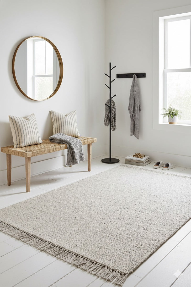 Size 5'x7' Bleached Jute with Fringe  Hand Made Rug Gray/Grey - Hearth & Hand™ with Magnolia